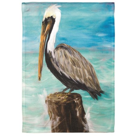 DICKSONS 13 x 18 in Flag Print Pelican On Post Polyester Garden M080074